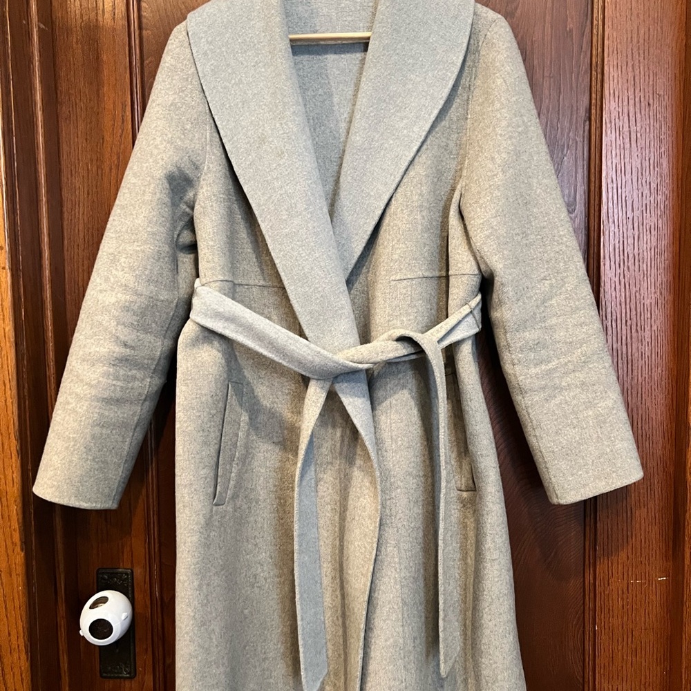 Eileen Fisher Oatmeal Shawl Collar Doubleface Wool Coat